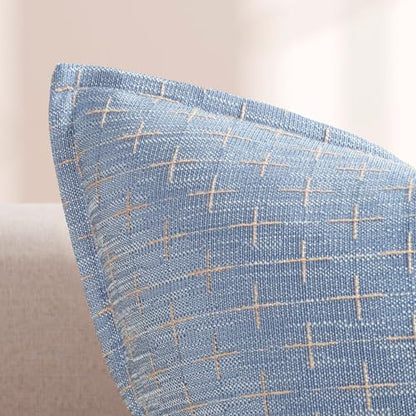 ZWJD Pillow Covers 26x26 Set of 2 Soft Polyester Textured Pillow Covers with Stylish Flange Edge Cozy Farmhouse Throw Pillows for Couch Bed Sofa Living Room - color: Blue, size: 26" x 26" (Pack of 2)