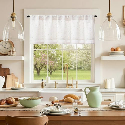 jinchan Kitchen Valance Curtain Double Layers, 50x16, 1 Panel, Sunlit Grove - color: Double | Dottie Sunlit Grove, size: 50"W x 16"L (Pack of 1)