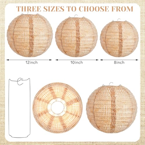 Hortsun 12 Pcs Print Burlap Paper Lanterns Classroom Decor,10 Inch - size: 10 Inch
