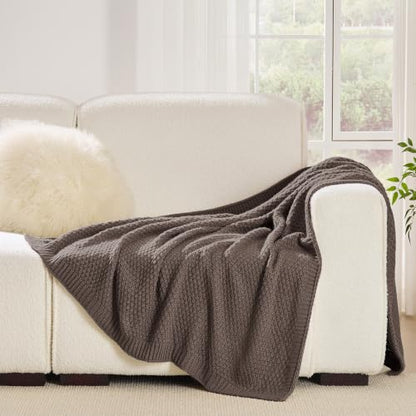 Taupe Brown Throw Blanket, Sweater-Soft Moss Knit, 50x60 Inches - color: Moss-taupe Brown, size: 50"x60"
