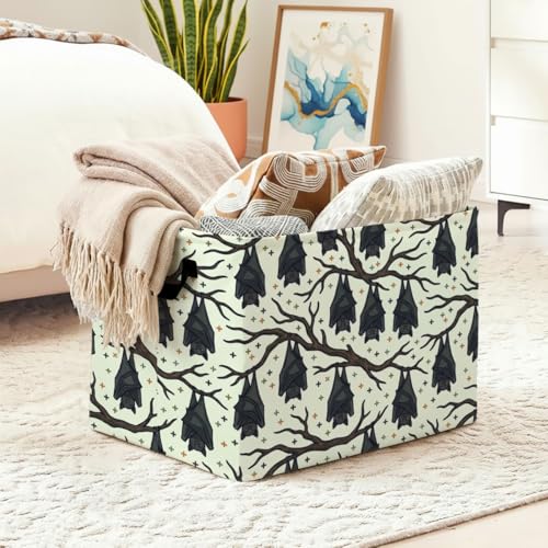 Halloween Bat Theme Laundry Hamper, 56L Large Foldable Laundry Basket with Handles, for Family Clothes, Toy Storage Bin, Blankets,Decorative Organizer for Shelves & Closet Home Decor Bedroom & Nursery - color: Halloween Bat Theme