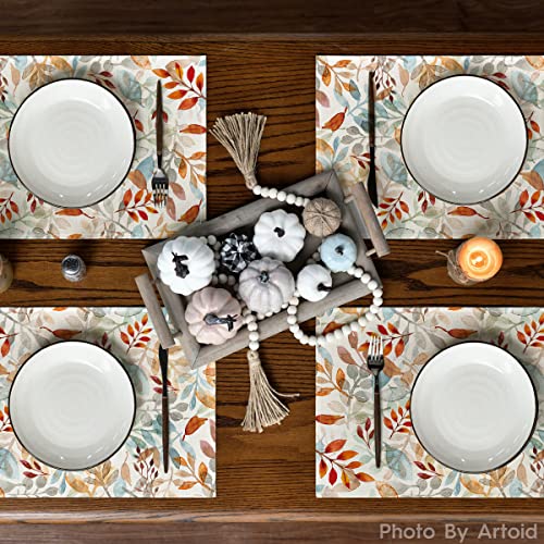 Artoid Mode Eucalyptus Fall Placemats Set of 4-12 x 18 Inch - size: 12" x 18", Rectangular Set of 4