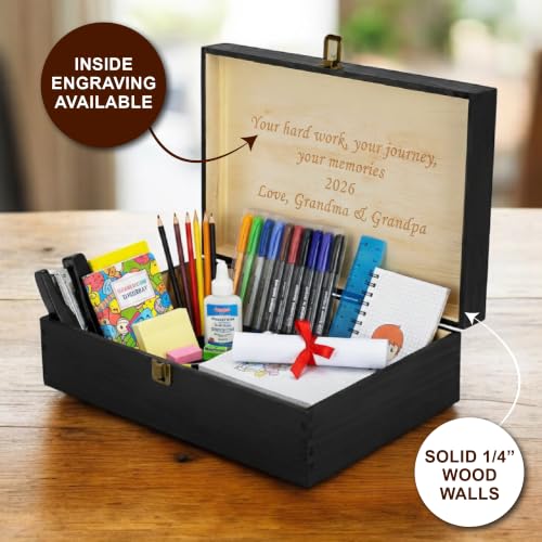 Personalized School Years Memory Box, Engraved Keepsake Chest for Kids - style: 18. Kids School Memory Box