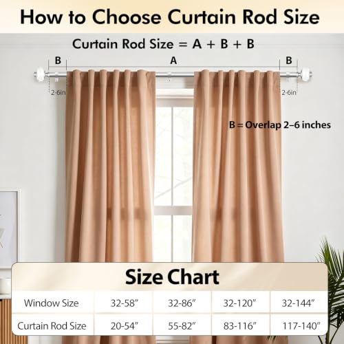 USFOOK Curtain Rods 32 to 58 Inch, Drapery Rod for Windows, Light Silver - color: Light Silver, size: 32-58"