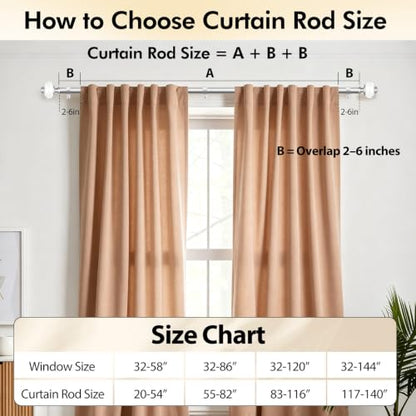 USFOOK Curtain Rods 32 to 58 Inch, Drapery Rod for Windows, Light Silver - color: Light Silver, size: 32-58"