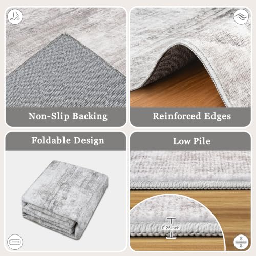 Tosuoka 5x7 Area Rugs for Living Room, Washable Gray Abstract Rug - color: Grey, size: 5' x 7' (Rectangular)