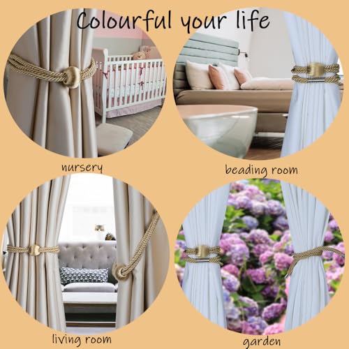 BEL AVENIR Magnetic Curtain Tiebacks, Boho Farmhouse Curtain Tie Backs - color: Gold