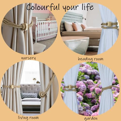 BEL AVENIR Magnetic Curtain Tiebacks, Boho Farmhouse Curtain Tie Backs - color: Gold