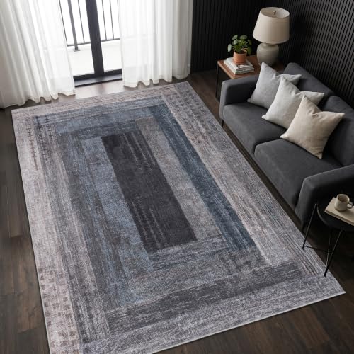 Neutral Geometric Blue 8x10 ft Large Rug for Living Room Bedroom - color: Blue, size: 8' x 10' (Rectangular)