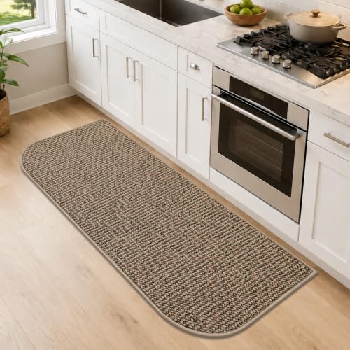 COSY HOMEER Half Moon Kitchen Rug Non-Slip Washable Kitchen Sink Mat - color: Beige, size: 24" × 60" (Semicircular)