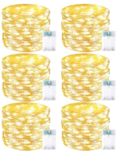 6 Pack 60 LED Fairy Lights Battery Operated with Timer, 20 FT Warm White - color: Warm White, size: 6PK（60LED）