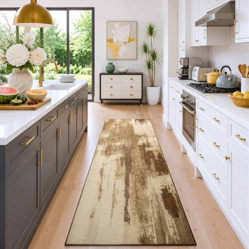 Merelax 2x6 Hallway Runner Rug Washable Non-Slip Brown Low Pile Carpet - color: Brown, size: 2' x 6' (Rectangular)