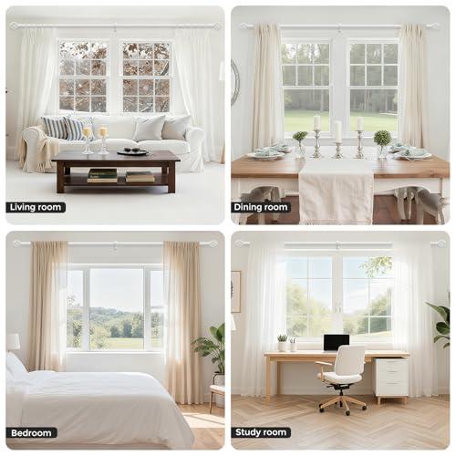 2 Pack White Curtain Rod 36-91, 1 Inch Curtain Rods for Windows - color: White, size: 36"-91" (2 Pack)