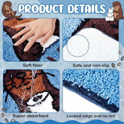 Drydiet U Shaped Toilet Rug Washable Cute Bath Mat 24x20,Sea Otter - style: Sea Otter