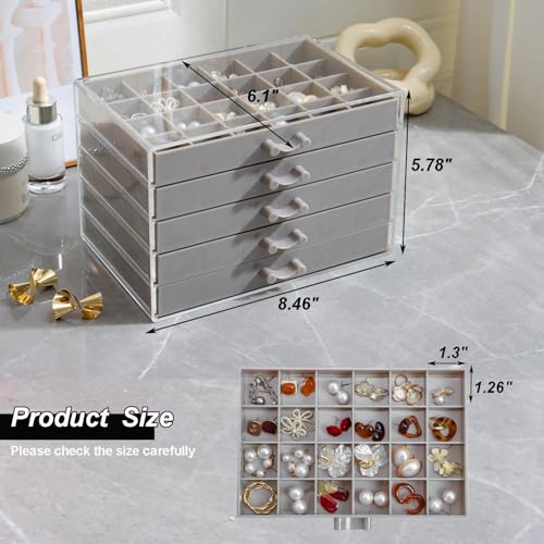 YUFONG Earring Storage Box Organizer 5 Drawers with 120 Small Compartments - color: Gray