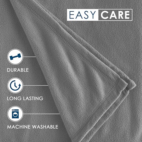 Full/Queen Size Fleece Blanket Comfy Supersoft Fleece Blanket Full Size – All-Season Light Weight Luxuriously Soft ThrowBlanket for Couch and Sofa Machine Wash | Gray (Pack of 2) - color: Grey, size: Full Queen (Pack of 2)