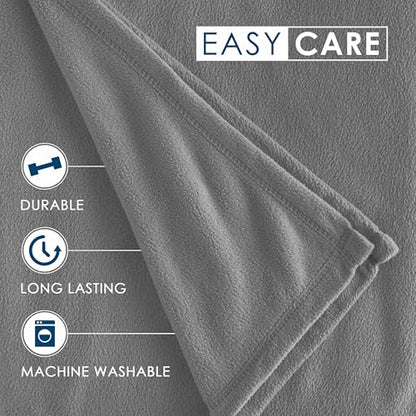 Twin Size Fleece Bed Blanket | Comfy Supersoft Fleece Blanket – All-Season Light Weight Throw Blanket | Luxuriously Soft | Throw Blanket for Couch and Sofa | Machine Wash | Gray - color: Grey, size: Twin