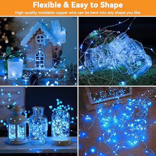 Twinkle Fairy Lights 8 Modes with Remote and Timer 33ft 100LED - color: Blue, size: 1 Pack