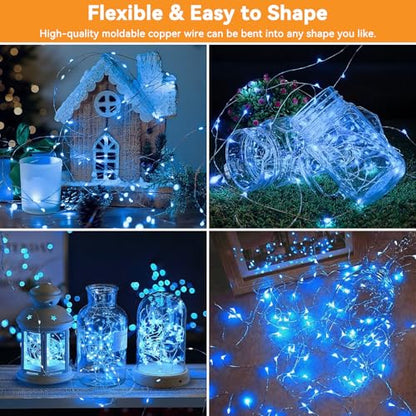 Twinkle Fairy Lights 8 Modes with Remote and Timer 33ft 100LED - color: Blue, size: 1 Pack