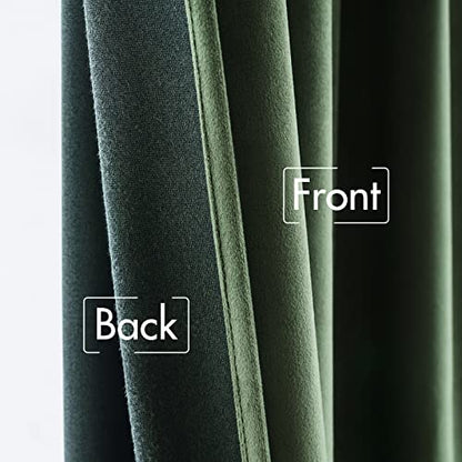 MIULEE Velvet Curtains 52x105 inches 2 Panels Olive Green Blackout Curtains - color: Olive Green, size: 52"W x 105"L (Pack of 2)