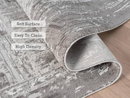 5x7 Gray Modern Abstract Area Rug for Living Room - color: 1001 - Gray, size: 5' x 7' (Rectangular)