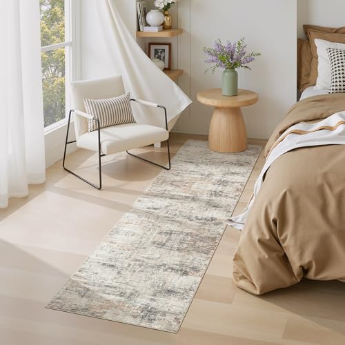 3x8 Area Rugs for Hallways, Abstract Washable Non-Slip Runner Rug, Gold - color: Grey/Gold, size: 3' x 8' (Rectangular)
