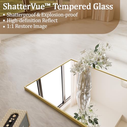 Koonmi 64"x21" Floor Mirror Full Length, Large Gold Mirror - color: Gold, size: 64"L x 21"W