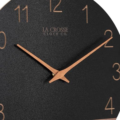 La Crosse Clock 404-3630C 12 inch Dark Sierra Wood Analog Quartz Wall Clock - color: Black/Brown