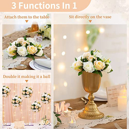 NUPTIO Flower Balls Wedding Table Centerpieces, Peachy Champagne & White - color: Peachy Champagne & White, size: 2 Pcs