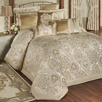 Albany Luxury Bedspread, Champagne and Ivory, California King, 3 Pc Set