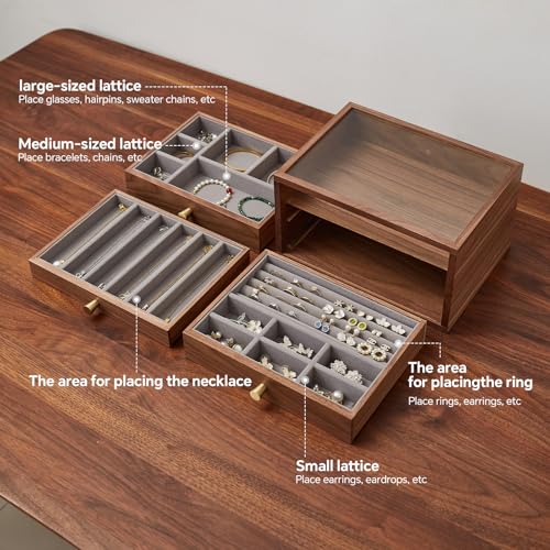 Black Walnut Jewelry Organizer, 3 Layer - size: 3 Layer