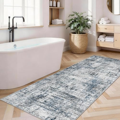 2x6ft Abstract Carpet Runners for Hallway: Machine Washable Area Rug Blue - color: Blue, size: 2' x 6' (Runner)