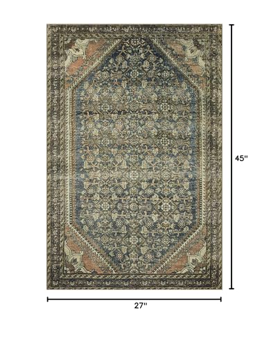 Loloi Magnolia Home Banks Denim/Clay 2'-3" x 3'-9" Accent Rug - color: Denim / Clay, size: 2'3" x 3'9" (Rectangular)