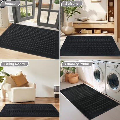 BEQHAUSE Dirt Trapper Door Mats 24"x36", Non Slip Washable, Black - color: Black, size: 24" X 36" (Rectangular)