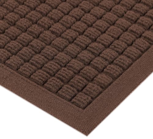 100pointONE Front Door Mat Outside Entrance, 72"x24" Doormat, Square Brown | Dirt Trapper Indoor Outdoor Mat for Entryway, Non Slip Rubber Backing Welcome Mats for Entry High Traffic Area, All-Weather - color: Squares Brown, size: 2' x 6' (Rectangular)
