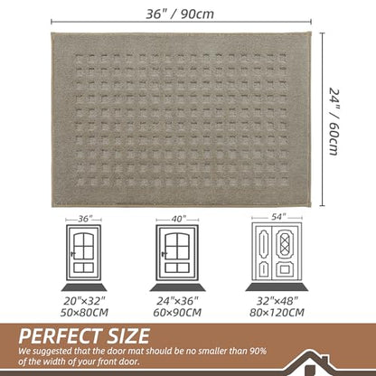 BEQHAUSE Dirt Trapper Door Mats 24"x36", Non Slip Washable, Beige - color: Beige, size: 24" X 36" (Rectangular)