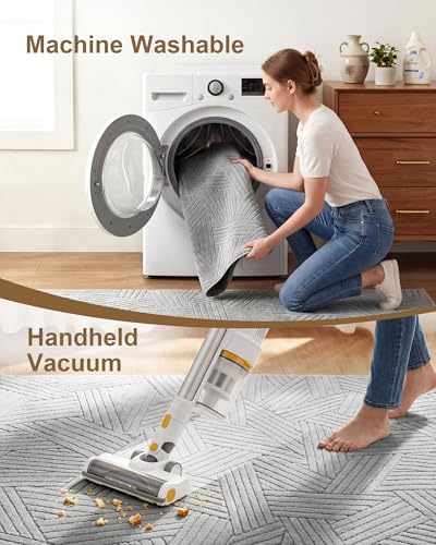 Carvapet 5x7 Area Rug Grey Modern Swirl Pattern Washable Carpet - color: Yarn Light Gray, size: 5' x 7' Rectangular