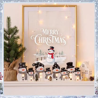 Yousoontic Lighted Snowman Christmas Decoration Rustic Wooden Indoor Decor - style: Illuminated Snowman