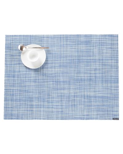 Chilewich Mini Basketweave Placemats, Woven Rectangle Placemats Set of 4 - color: Chambray, size: 14"x19"