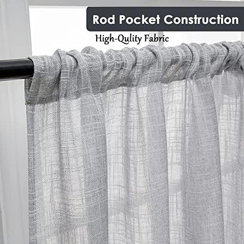 Beda Home Linen Textured Curtain Panels Kitchen Living Room-LtGrey 36Wx36L - color: Light Grey, size: 36"W x 36"L (Pack of 2)