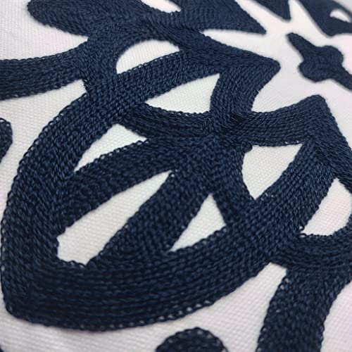 Alysheer Boho Embroidered Throw Pillow Cover 18"x18" Set of 2, Navy Blue - color: Navy, size: 18" x 18" (Pack of 2)