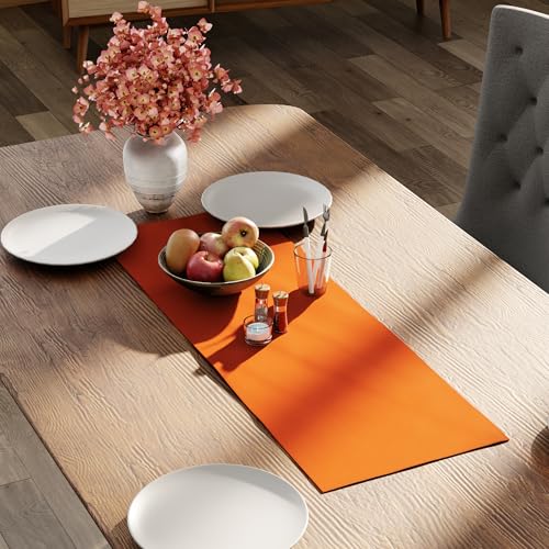 Encasa XO Table Runner, Cotton Canvas Dining Runner 13"x36" - color: Orange, size: 13x36 in