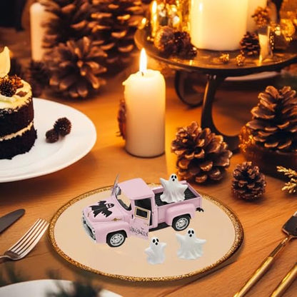 Pink Halloween Ghost Truck Decor with Spooky Cute Ghost Figurines - color: Halloween-pink