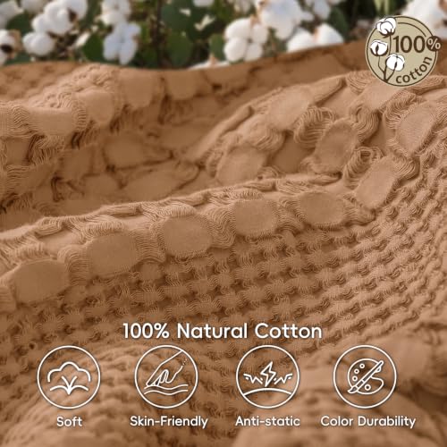 PHF Lightweight 100% Cotton Waffle Throw Blanket for Couch, Clay - color: 08 Clay, size: Throw(50"x60")