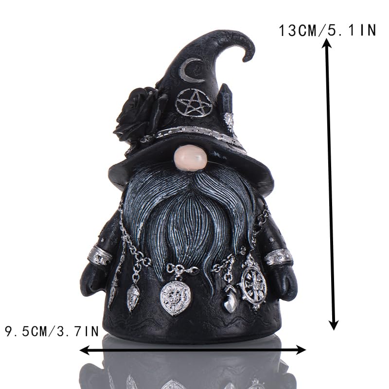 Gothic Witch Gnome Figurine 5.1 Inch Halloween Gnome Statue Black Gnomes - color: Black_gnome
