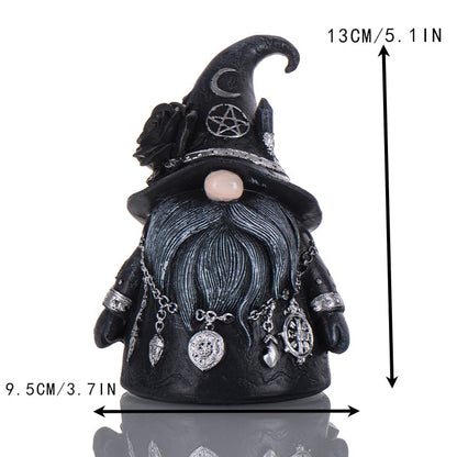 Gothic Witch Gnome Figurine 5.1 Inch Halloween Gnome Statue Black Gnomes - color: Black_gnome