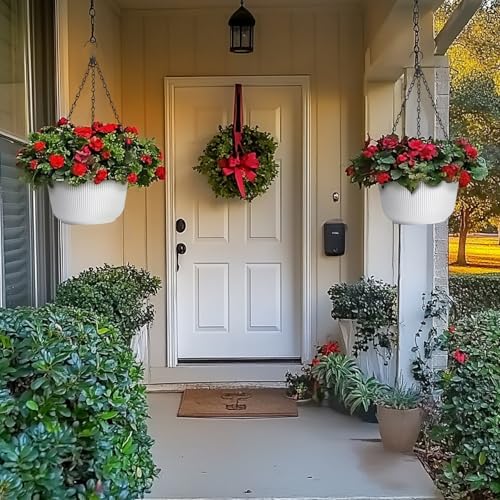T4U Hanging Planters for Indoor Outdoor, 12 Inch Self Watering Pots, 2 Pack - size: 12 Inch