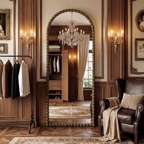 Antique Bronze Full Length Mirror 71x28 in, Beaded Standing Mirror - color: Antique Bronze