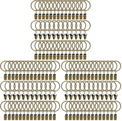 120 Pack Curtain Rings with Clips, Drapery Clips with Rings, Drapes Rings 1.26 in Interior Diameter, Fits up to 1 in Curtain Rod, Bronze - color: Bronze, size: 1.26" I D 120 Pack