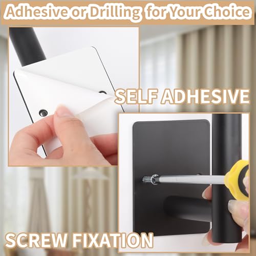 2 Pack No Drill Curtain Holdbacks Adhesive Curtain Tiebacks, Black - color: Black